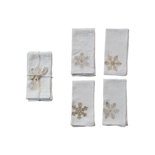 Hello Honey® 18" Linen Snowflake Napkin Set